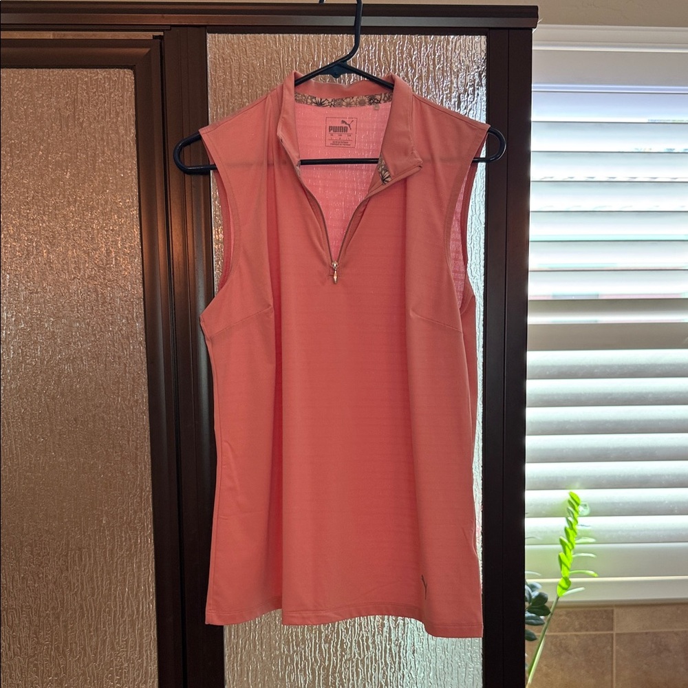 Puma Women's Dusty Pink Sleeveless Half-Zip Tank